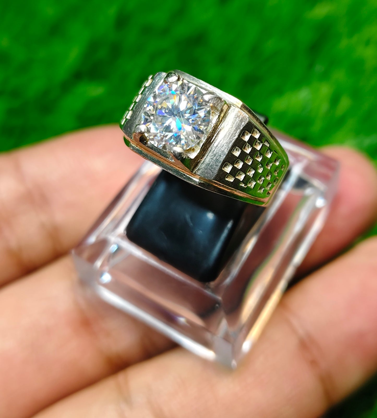 White Moissanite Diamond Ring