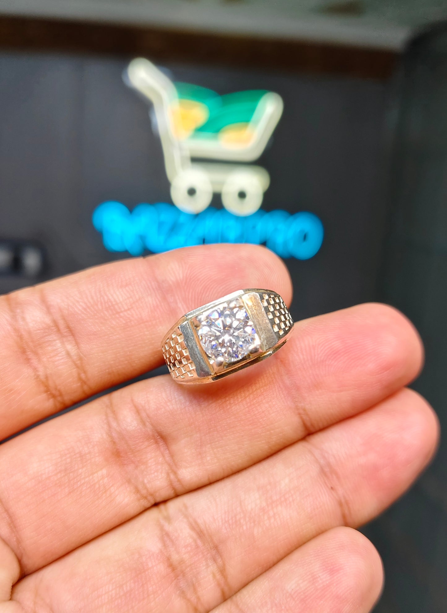 White Moissanite Diamond Ring