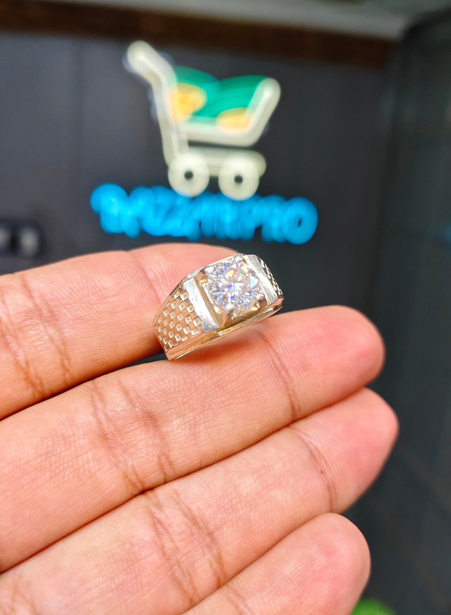 White Moissanite Diamond Ring