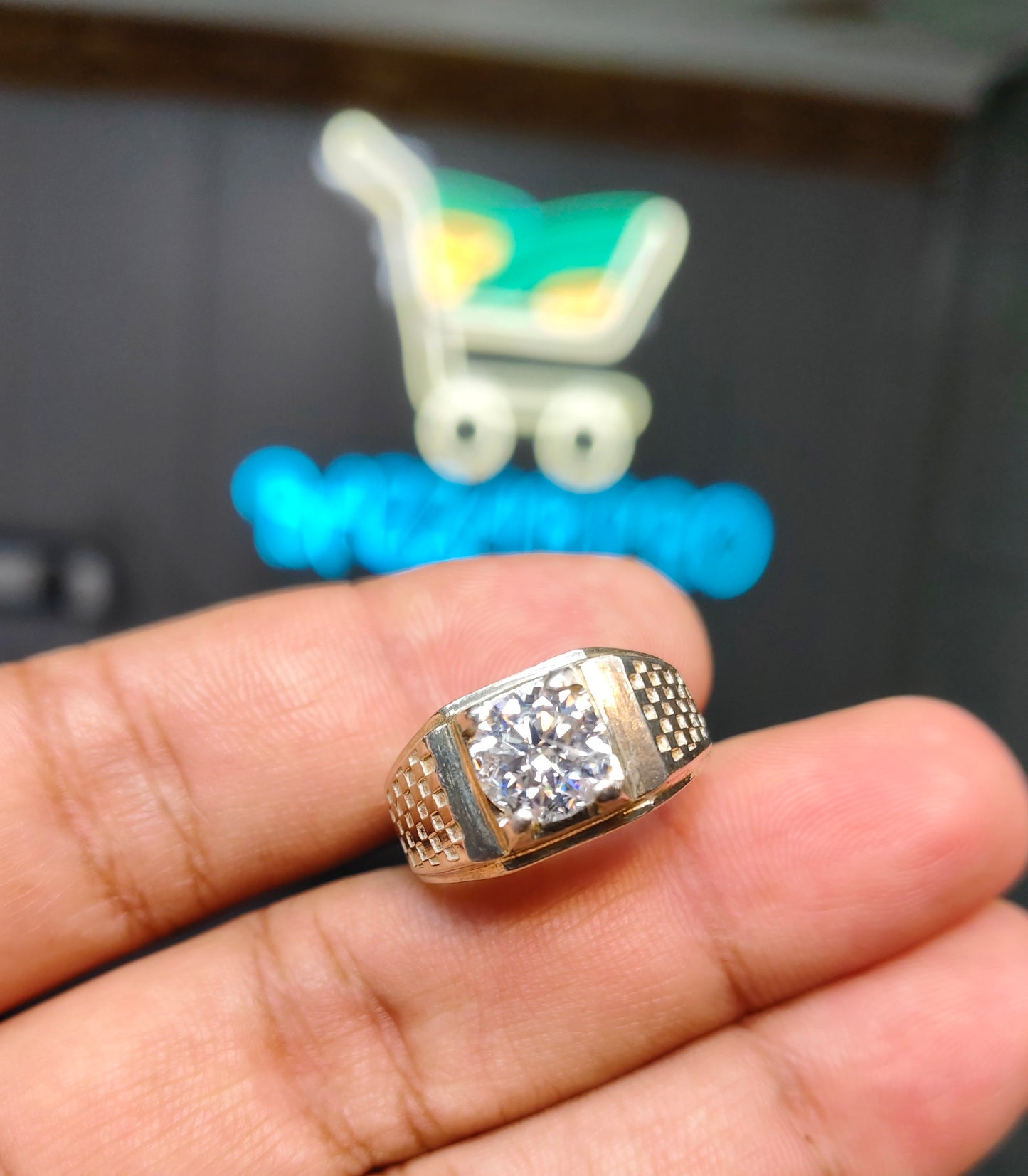 White Moissanite Diamond Ring