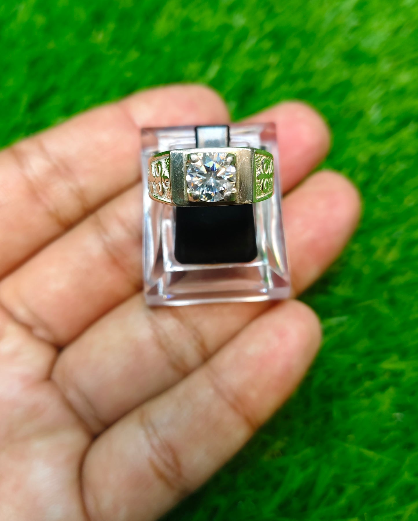 White Moissanite Diamond Ring