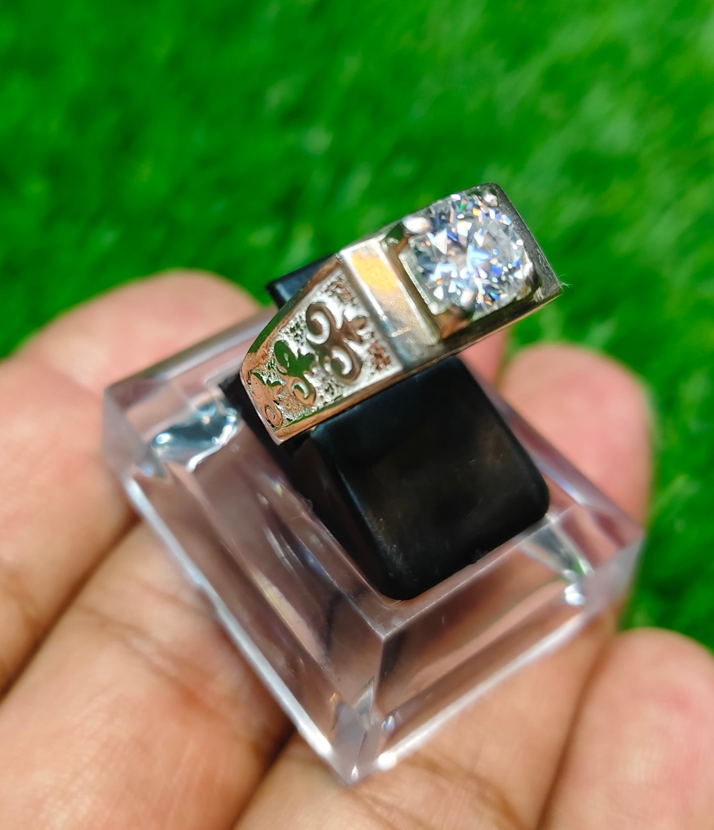 White Moissanite Diamond Ring