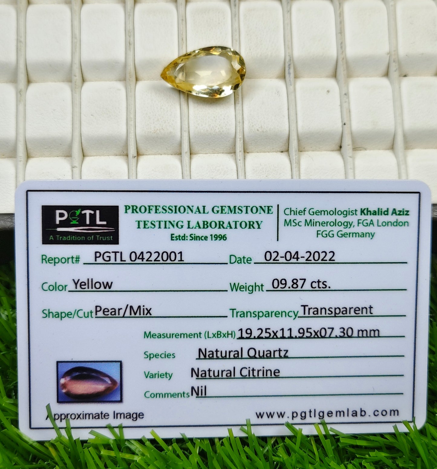 Citrine With Lab Certificate