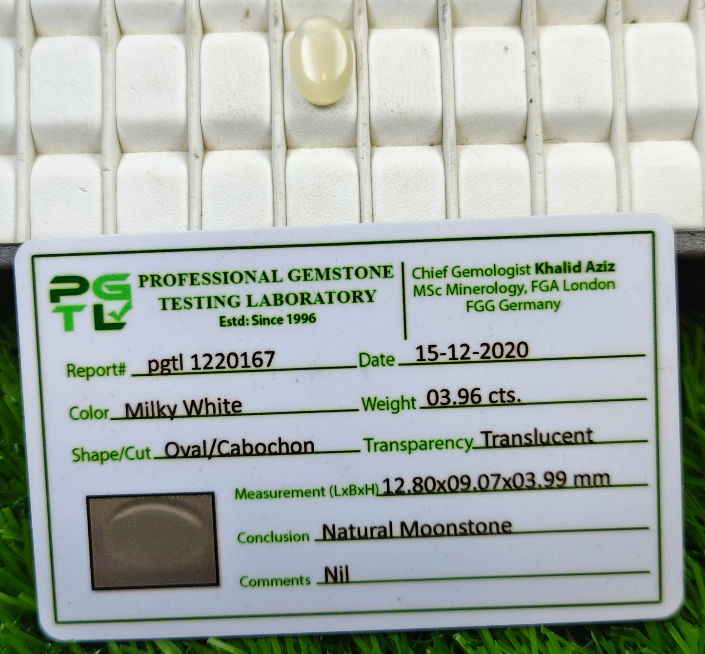 Moon Stone With Lab Certificate