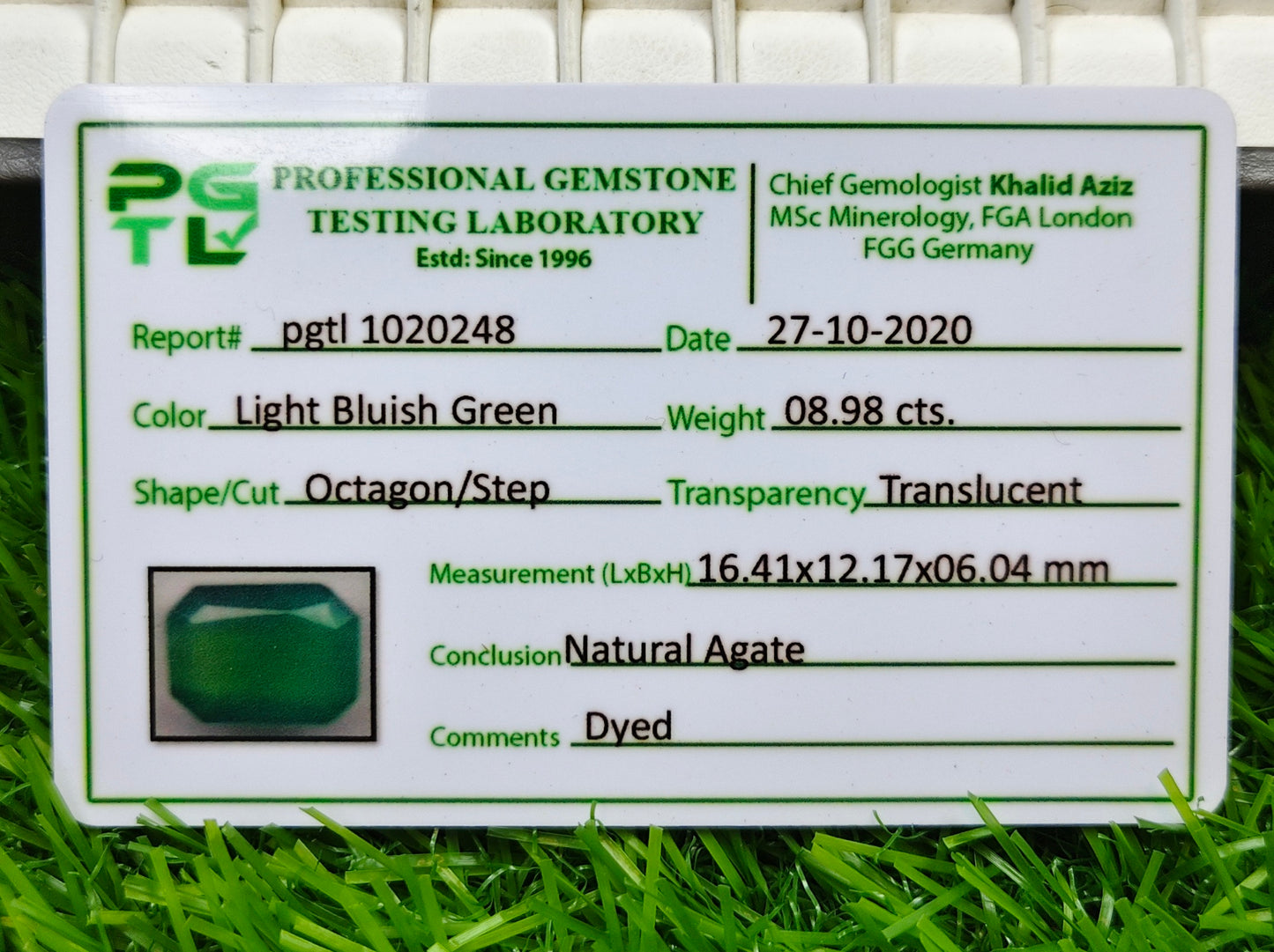 Green Aqeeq With Lab Certificate