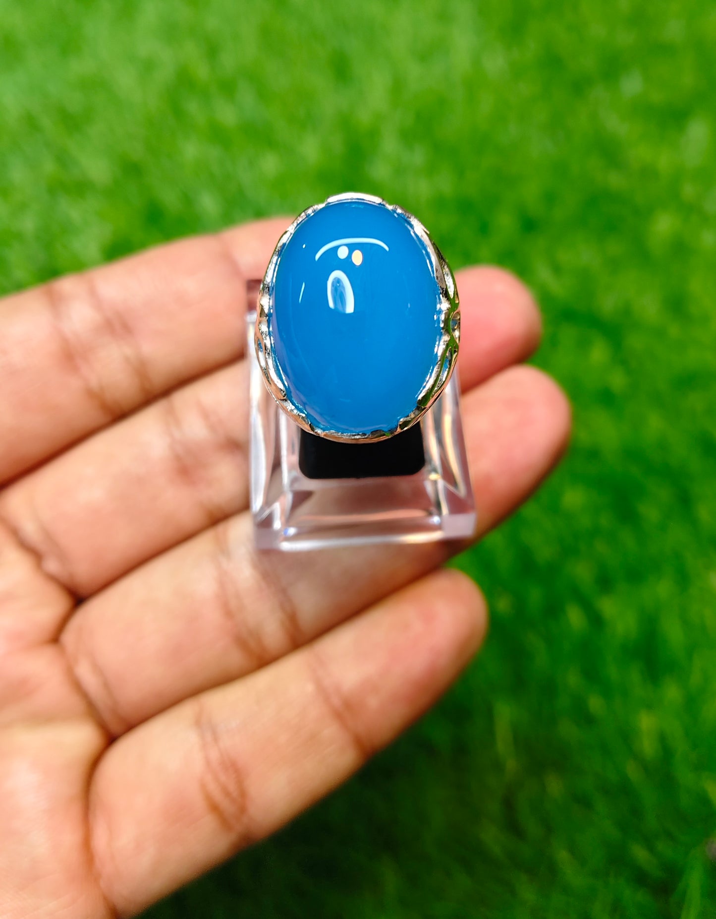 Blue Aqeeq Ring