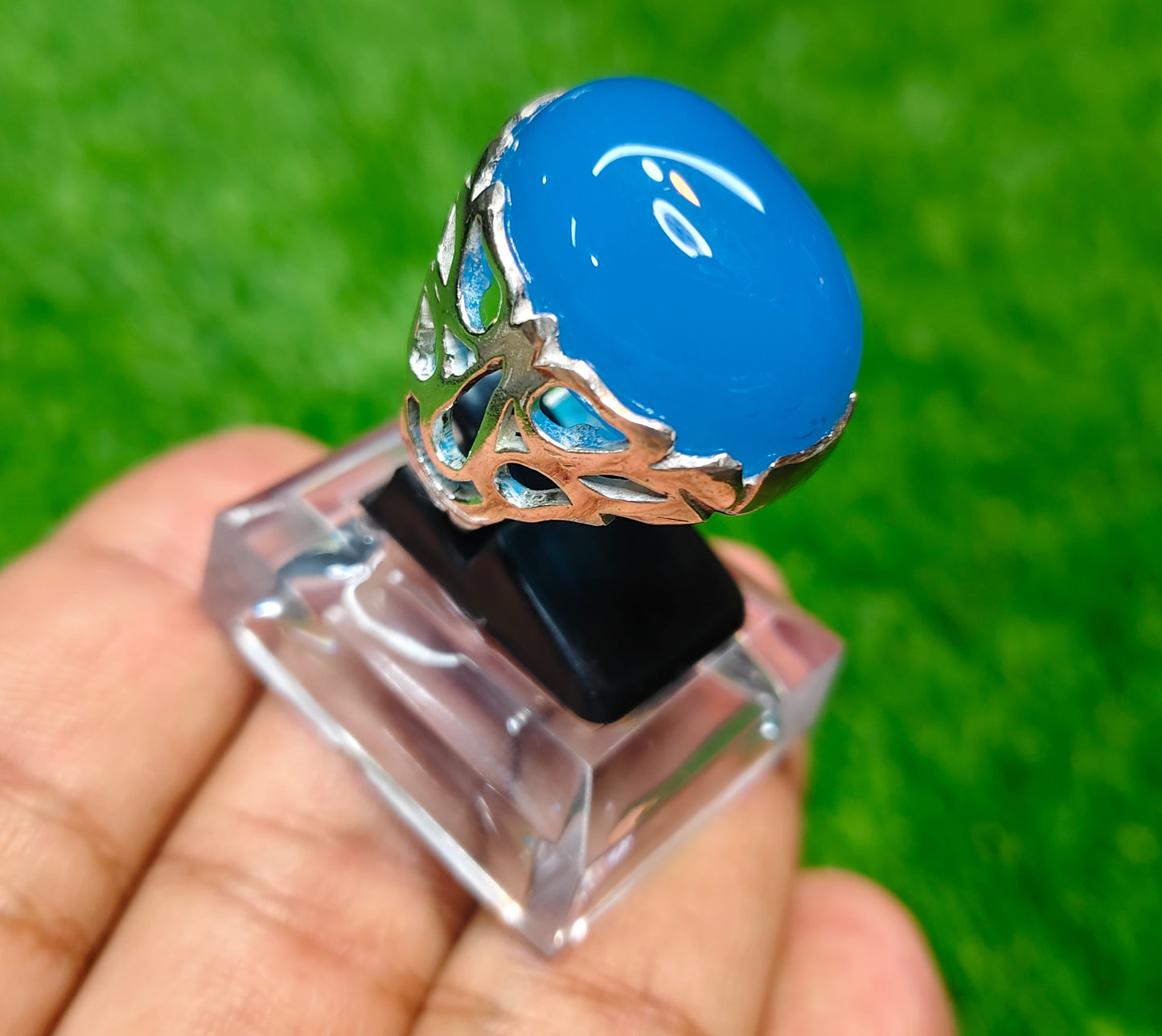 Blue Aqeeq Ring