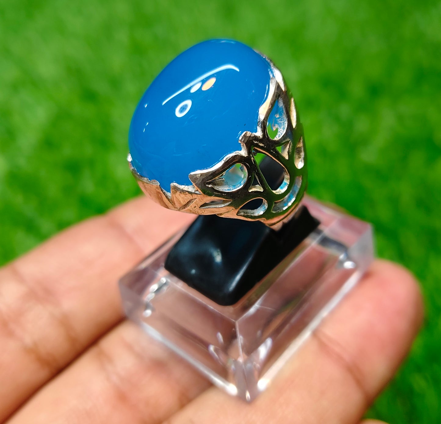 Blue Aqeeq Ring
