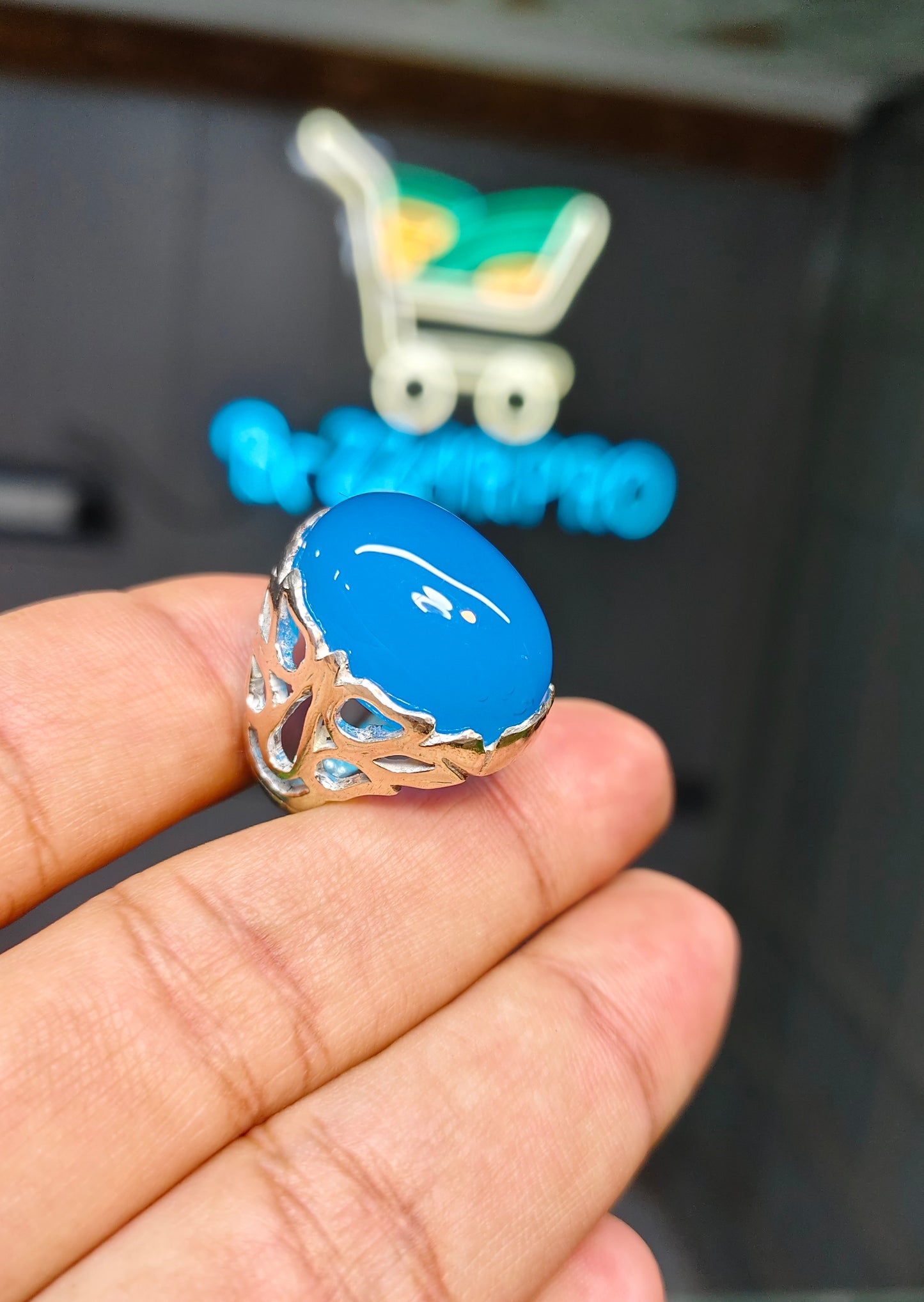 Blue Aqeeq Ring