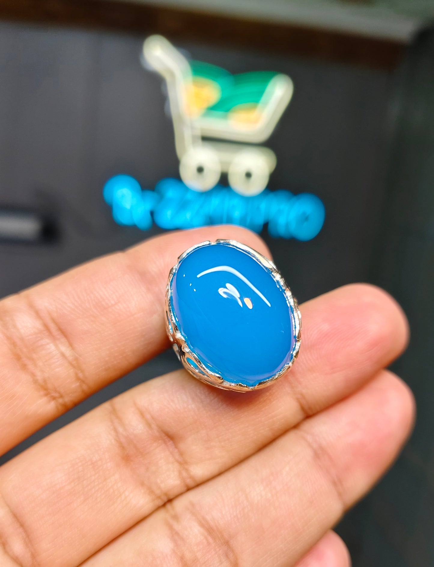 Blue Aqeeq Ring