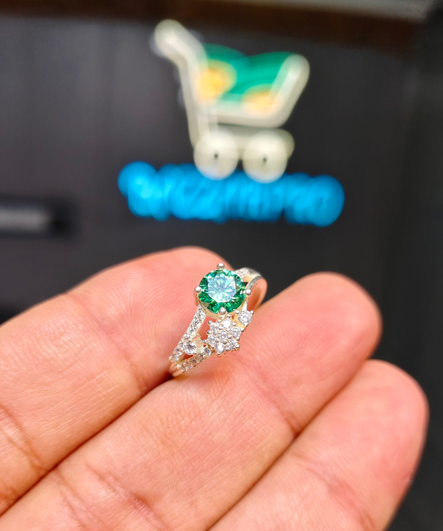 Green Moissanite Ring