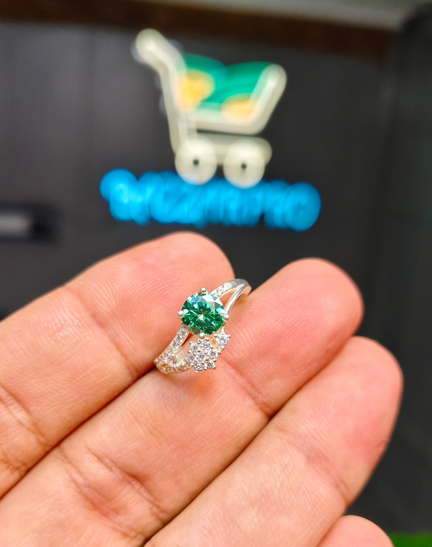 Green Moissanite Ring