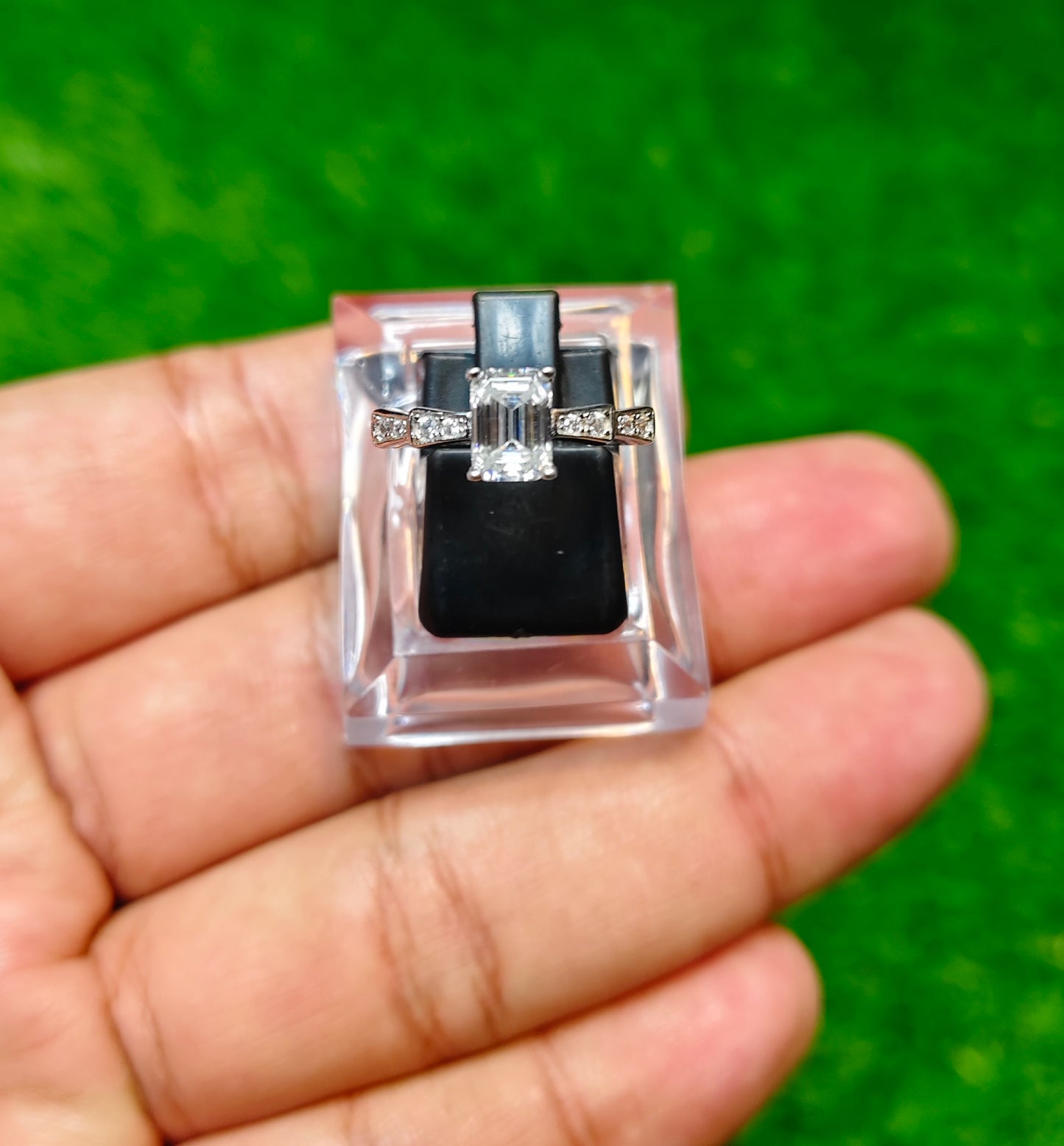 Emerald Cut Moissanite Diamond Ring