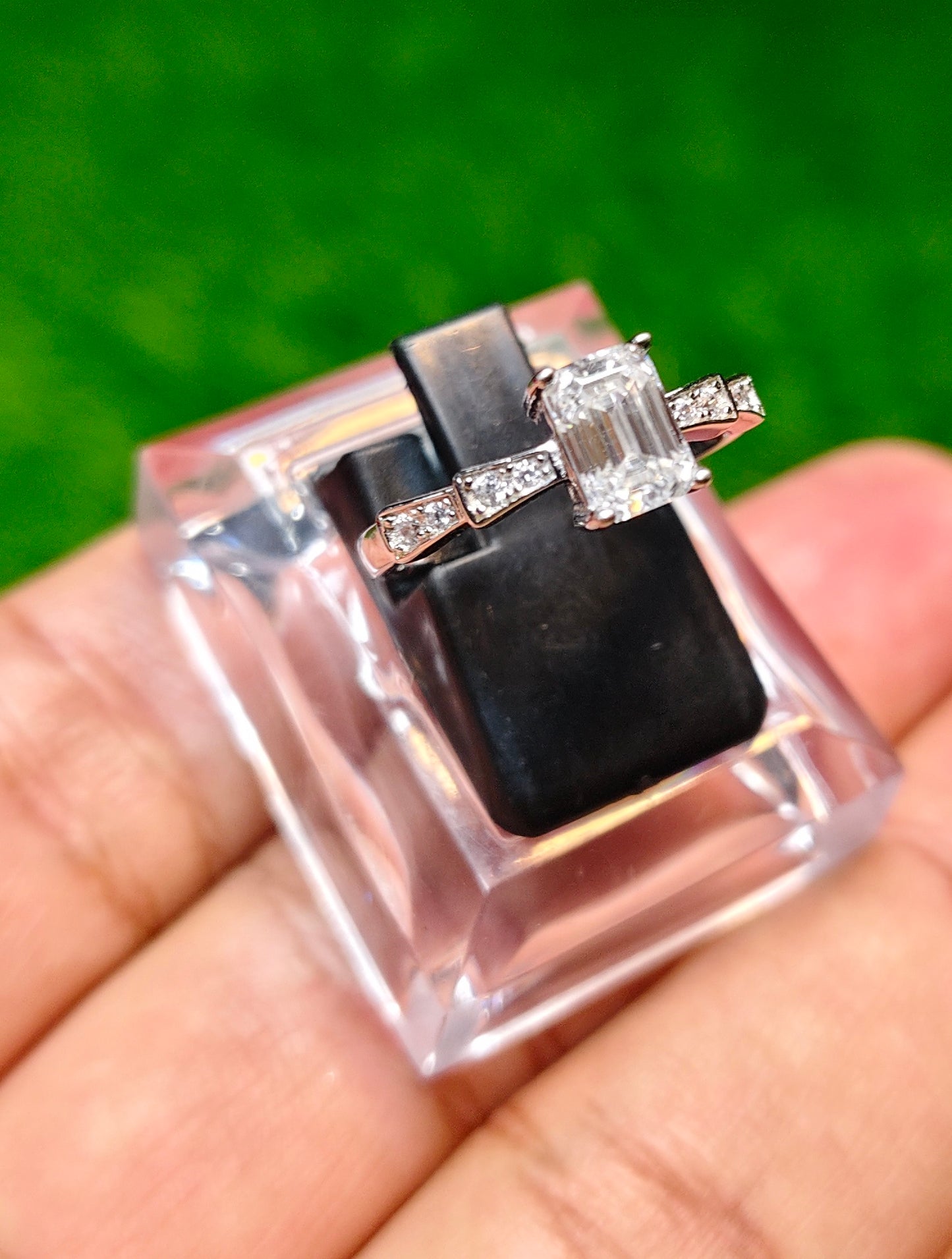 Emerald Cut Moissanite Diamond Ring