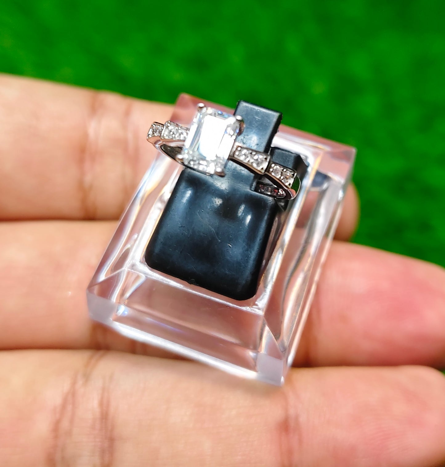 Emerald Cut Moissanite Diamond Ring