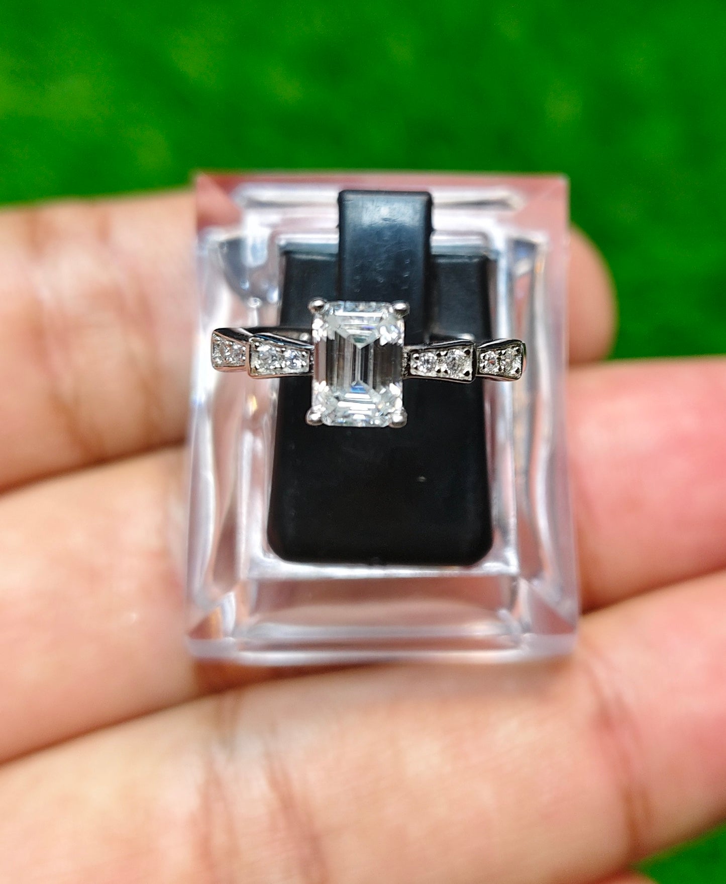 Emerald Cut Moissanite Diamond Ring
