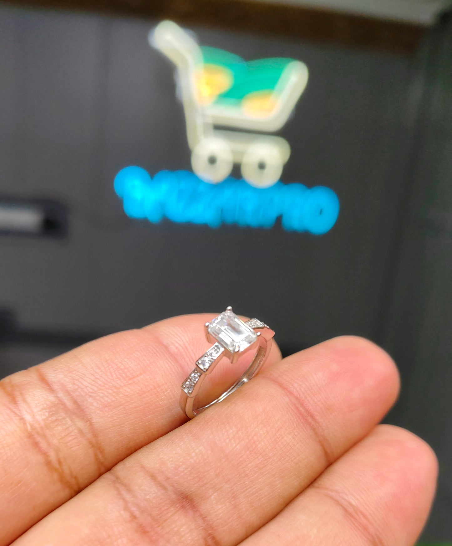 Emerald Cut Moissanite Diamond Ring