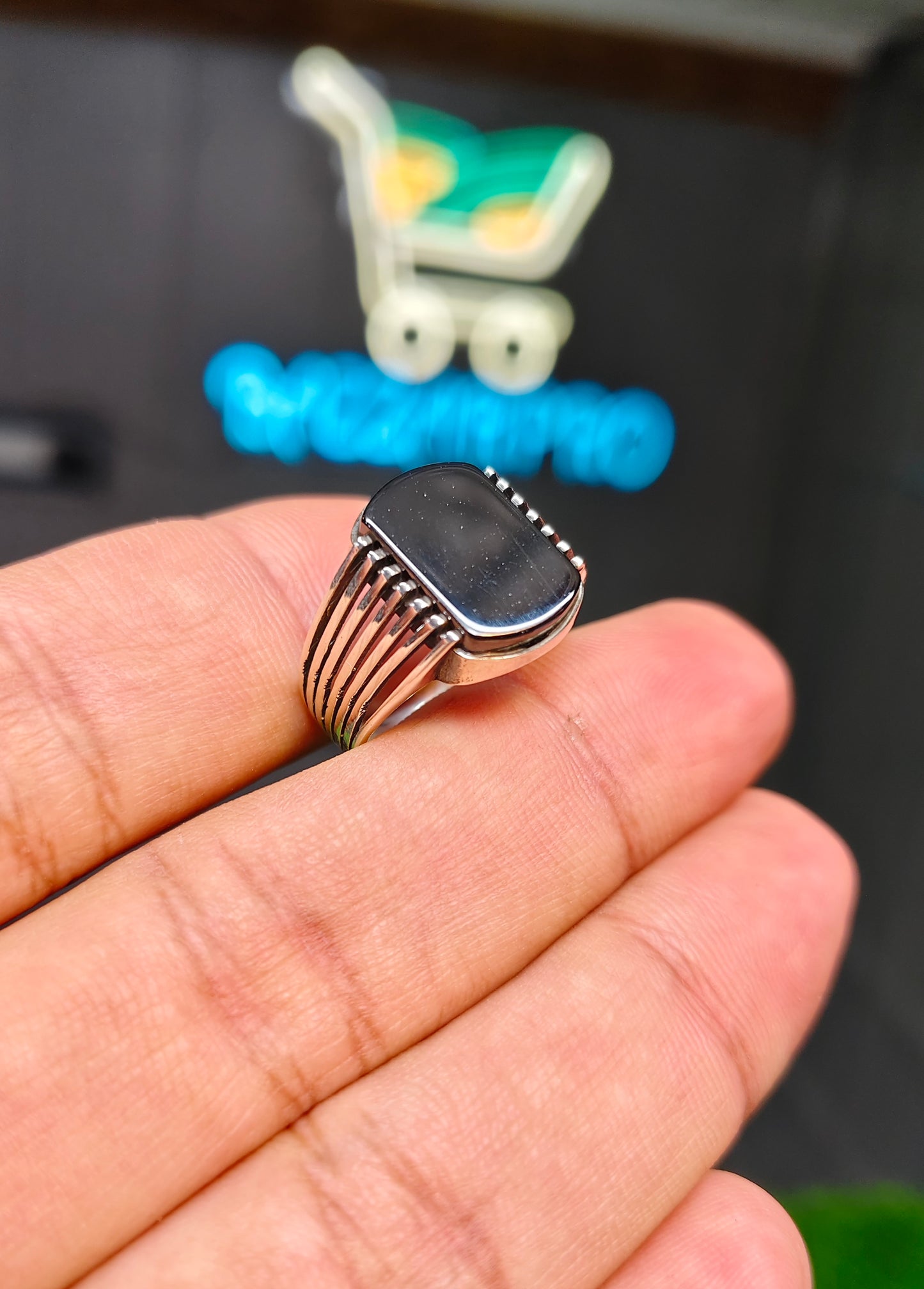 Black Yamni Aqeeq Ring