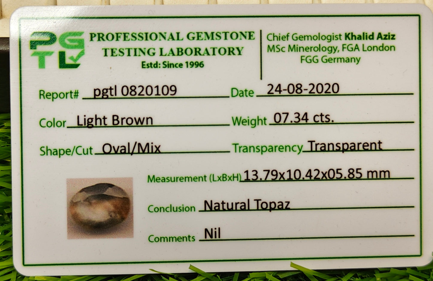Golden Topaz With Lab Certificate