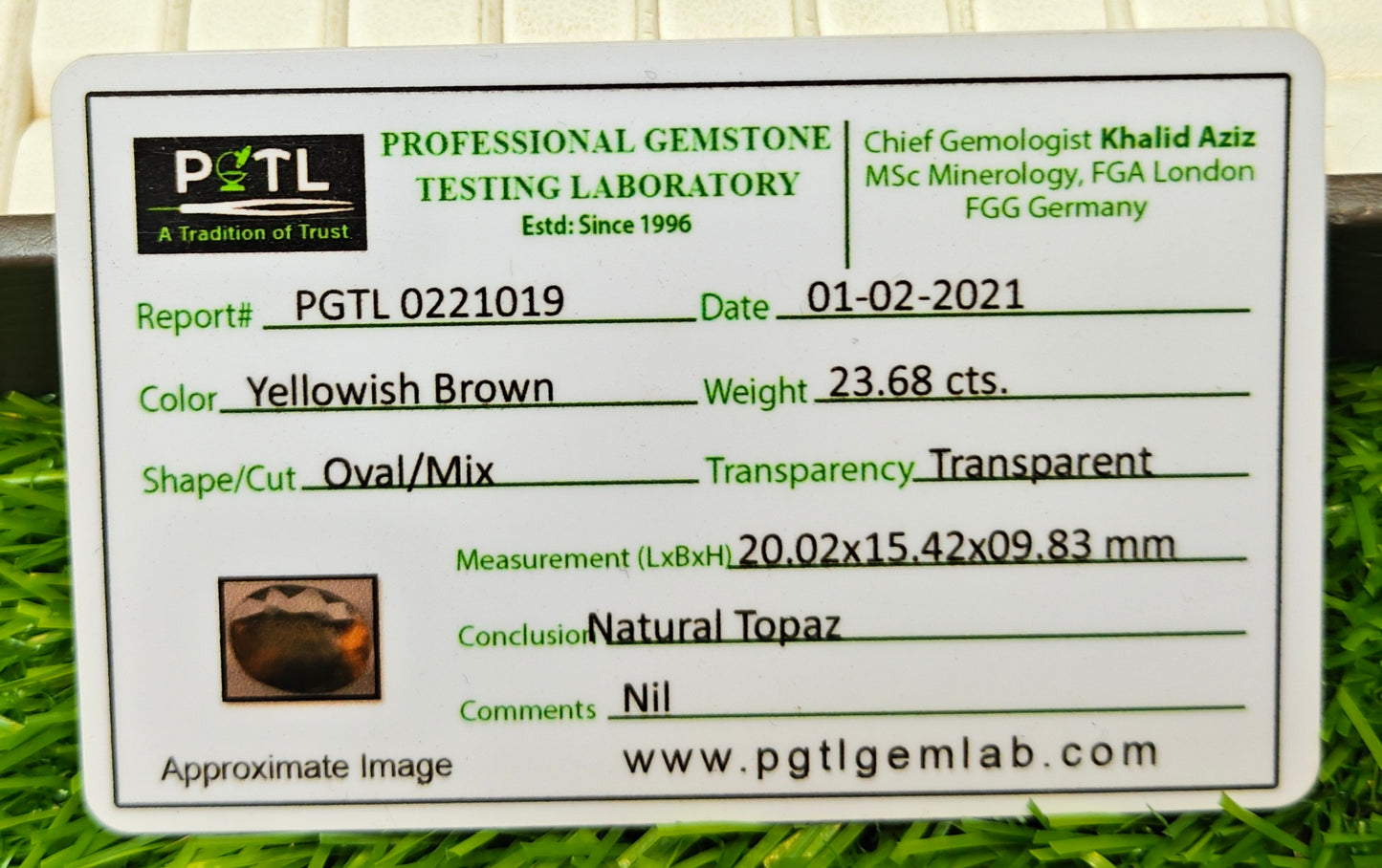 Topaz With Lab Certificate