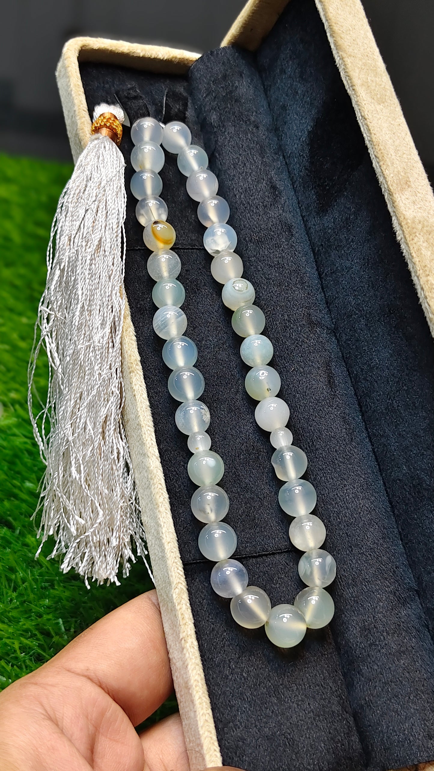 White Aqeeq Tasbeeh (Original Stone)