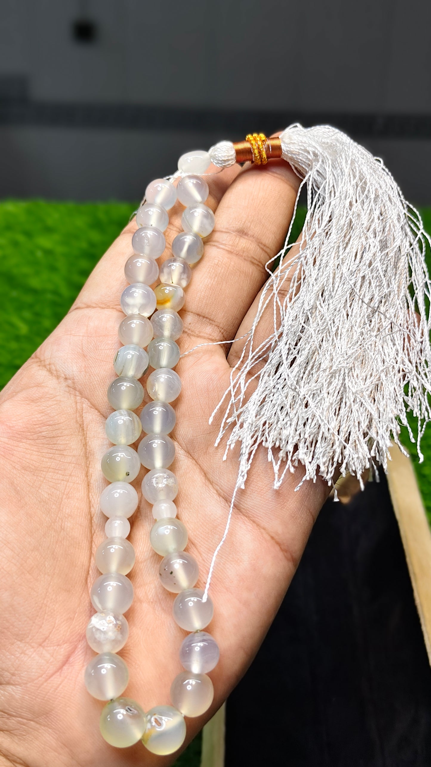 White Aqeeq Tasbeeh (Original Stone)