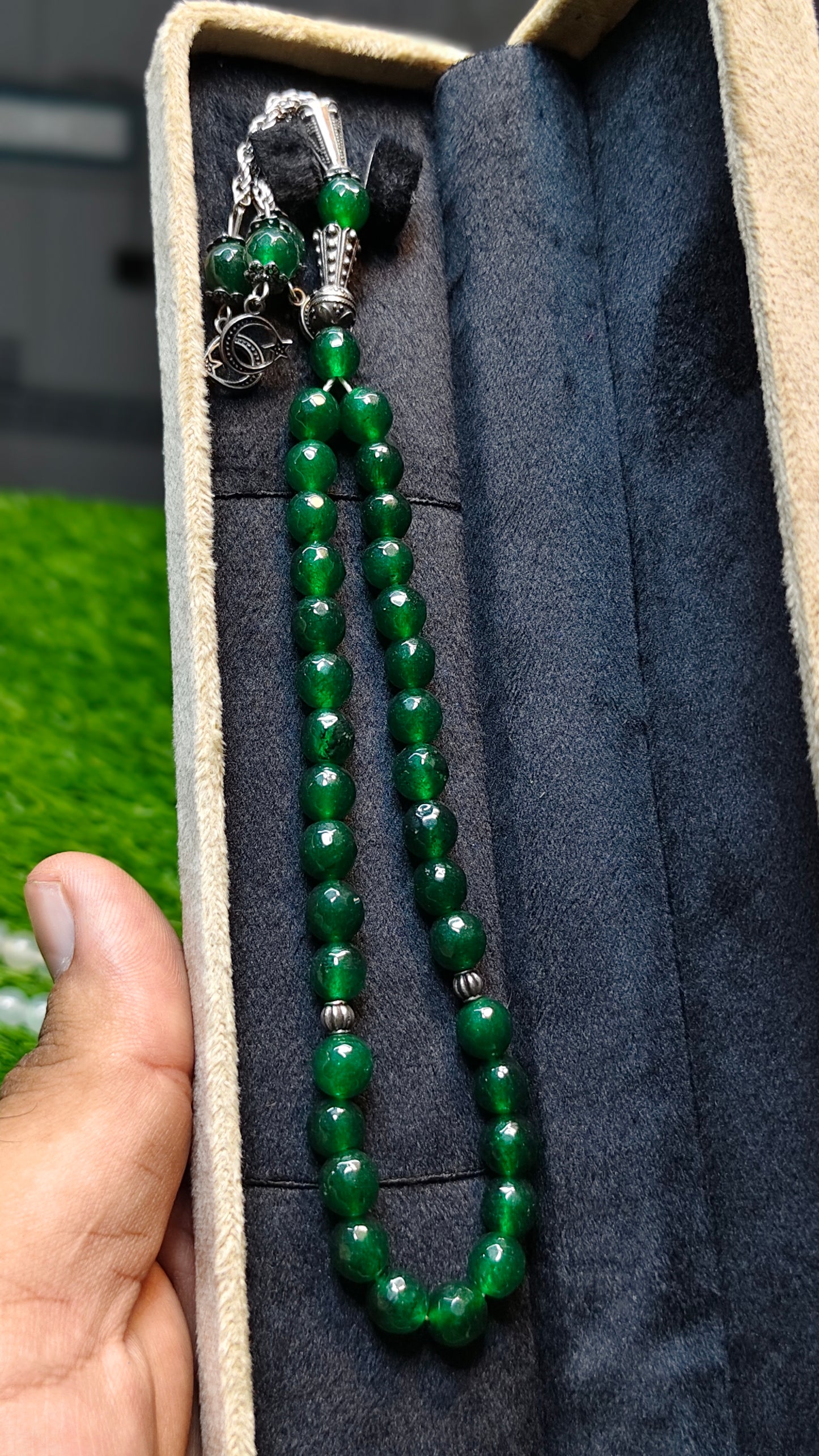 Sabaz Aqeeq Tasbeeh (Original Stone)