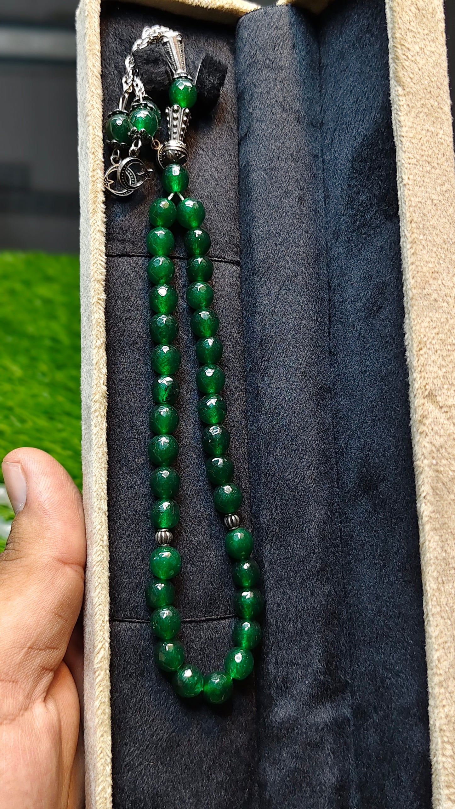 Sabaz Aqeeq Tasbeeh (Original Stone)