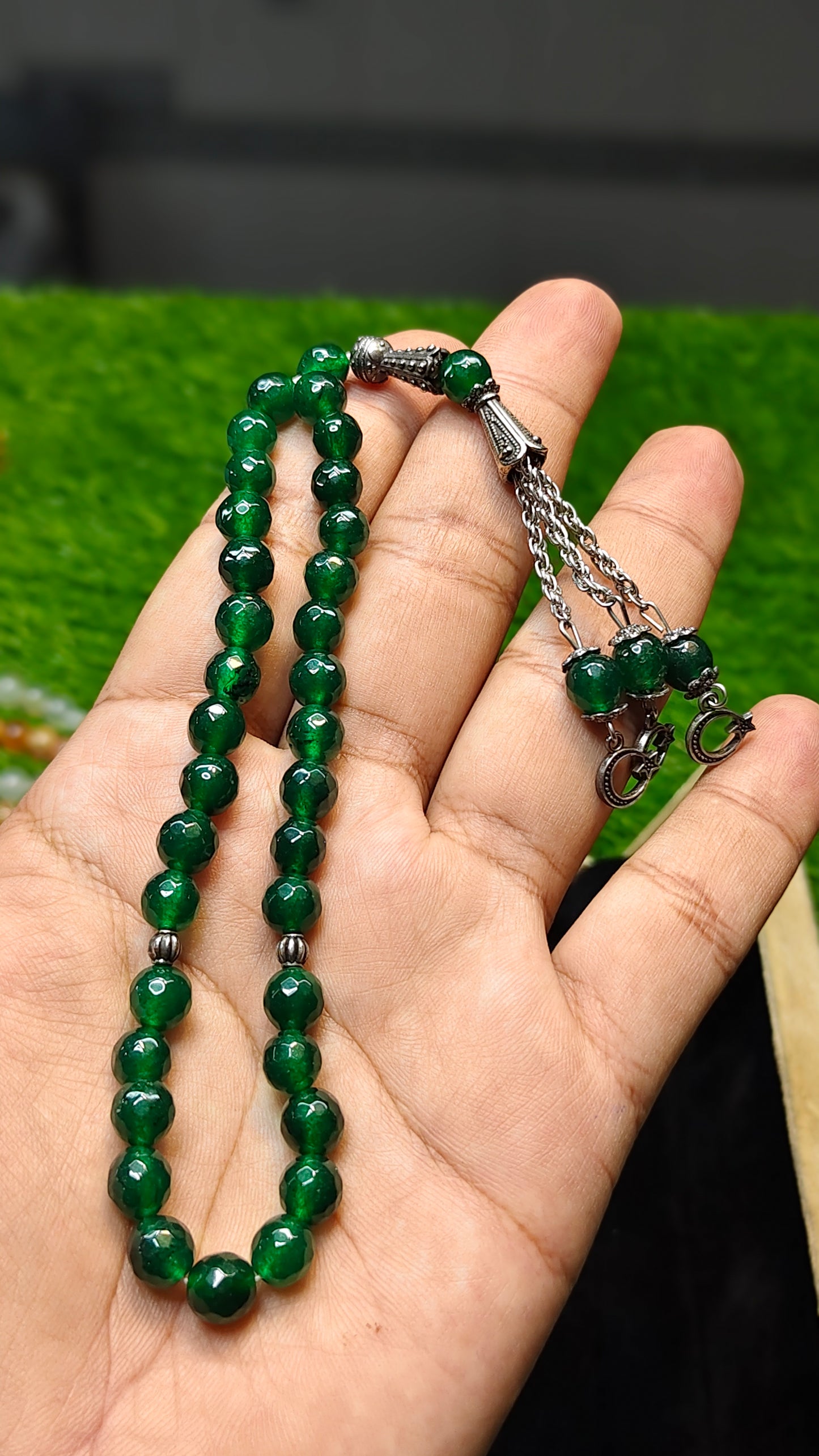 Sabaz Aqeeq Tasbeeh (Original Stone)