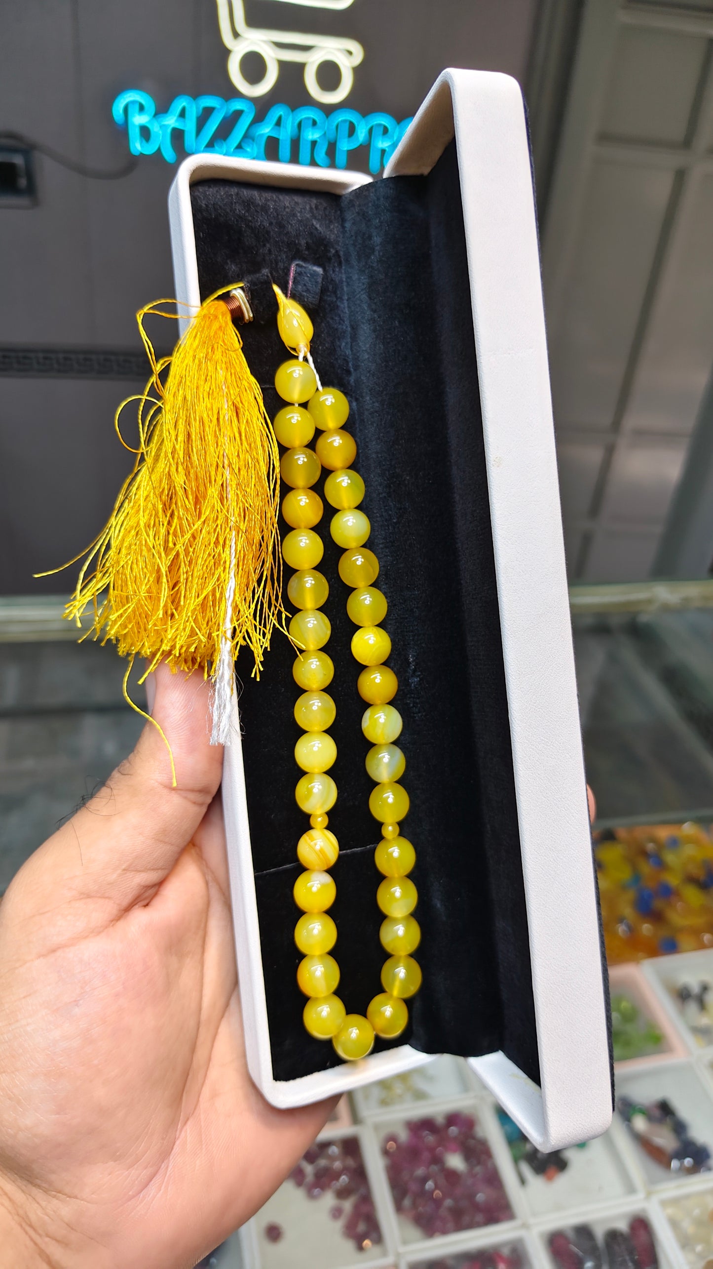 Zarad Aqeeq Tasbeeh (Original Stone)