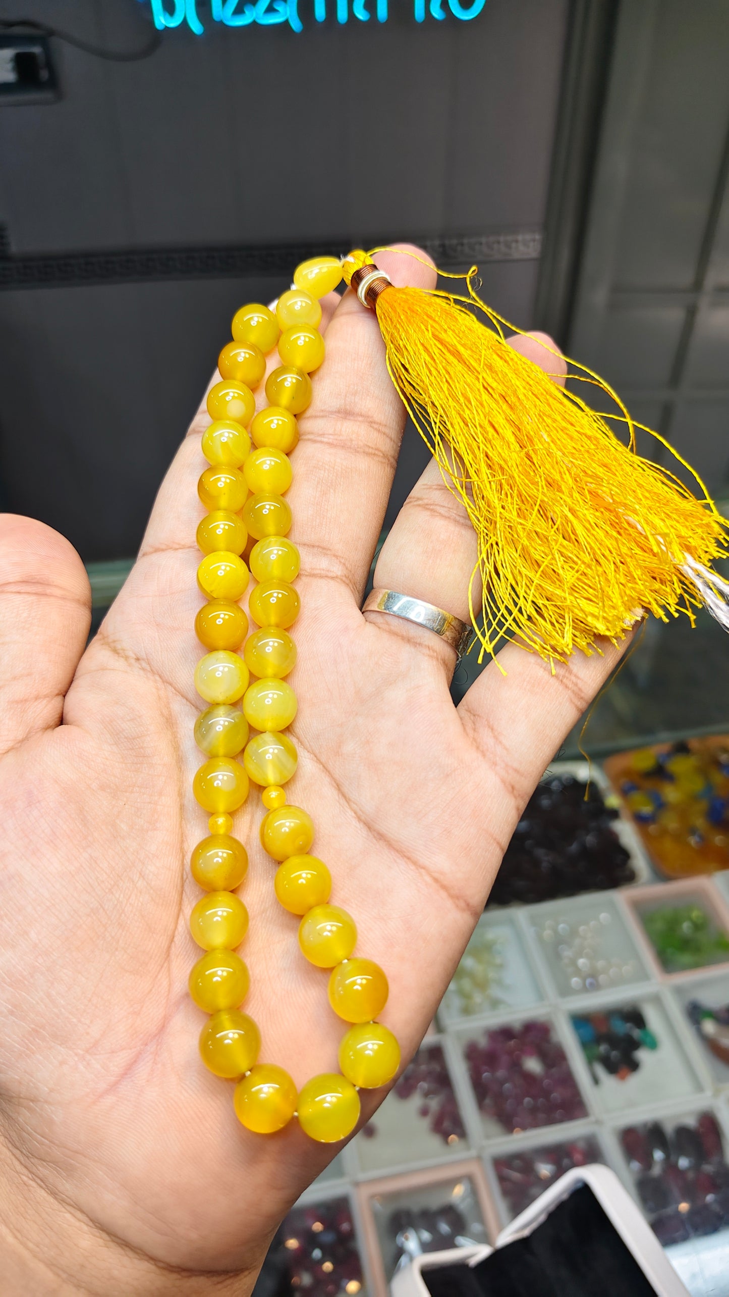 Zarad Aqeeq Tasbeeh (Original Stone)