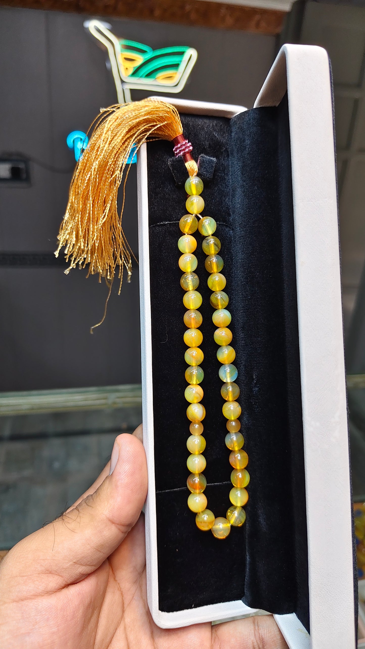 Zarad Aqeeq Tasbeeh (Original Stone)