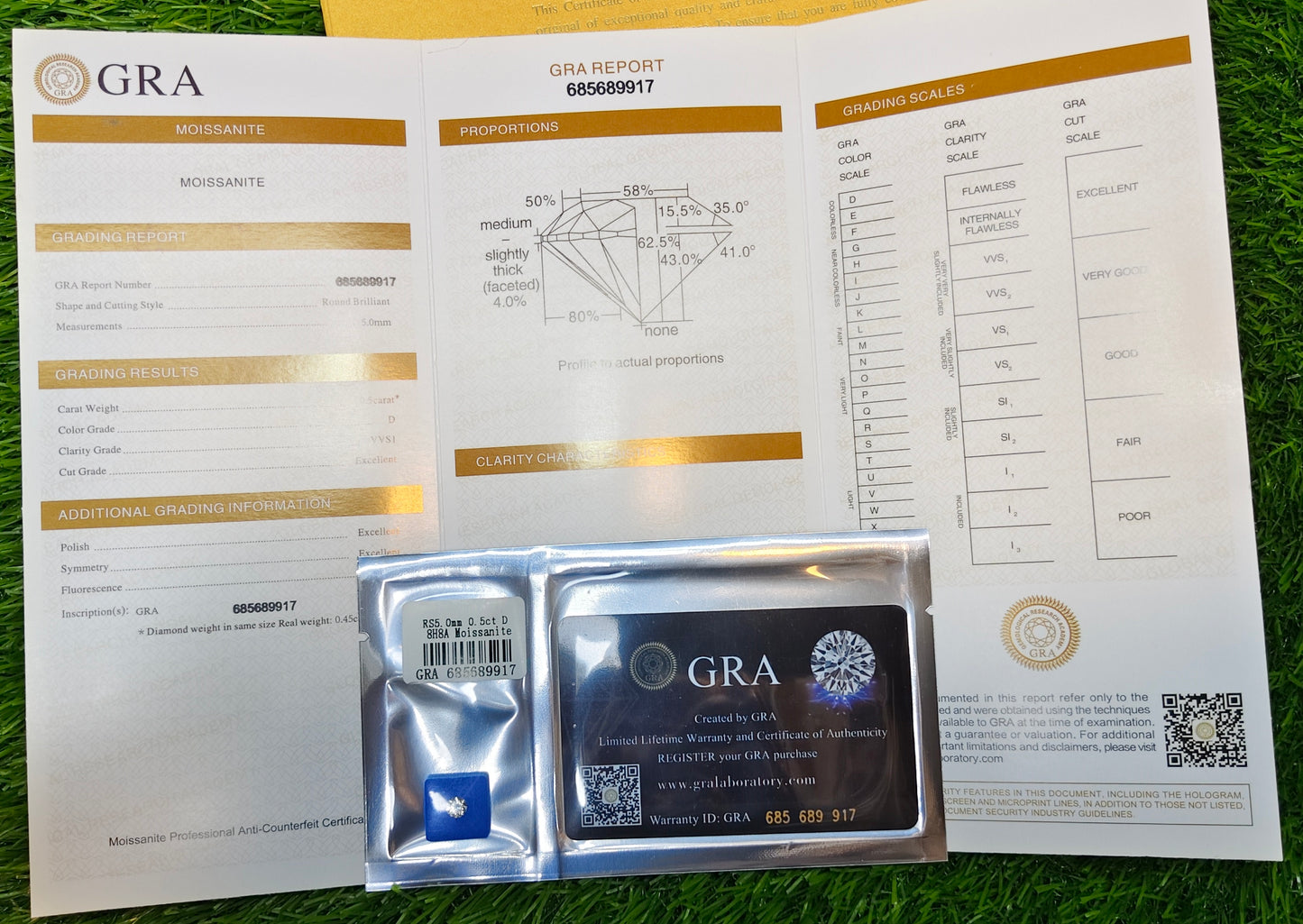 White Moissanite With Gra Lab Certificate