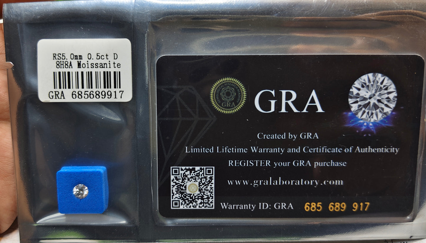 White Moissanite With Gra Lab Certificate