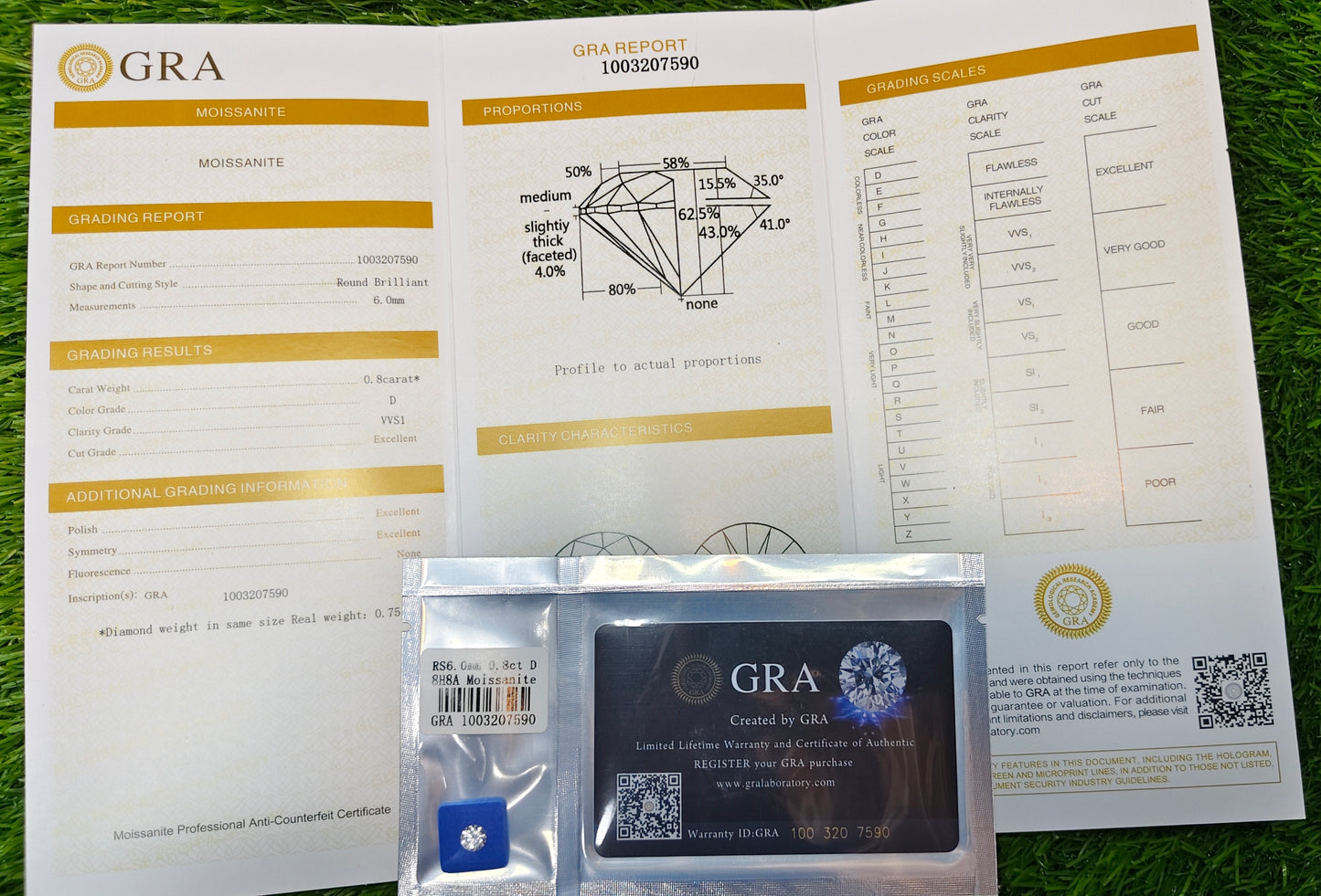 White Moissanite With Gra Lab Certificate