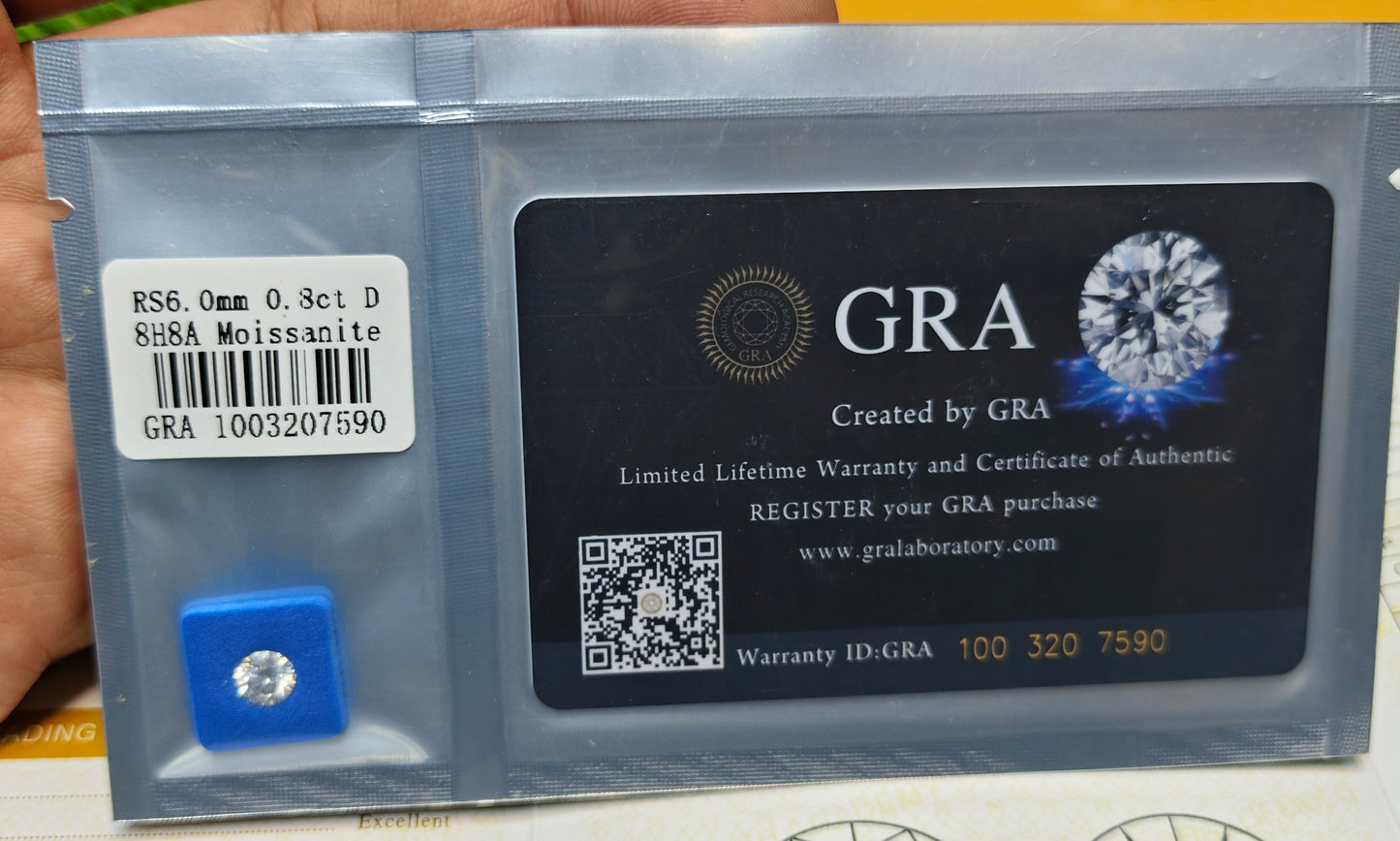 White Moissanite With Gra Lab Certificate
