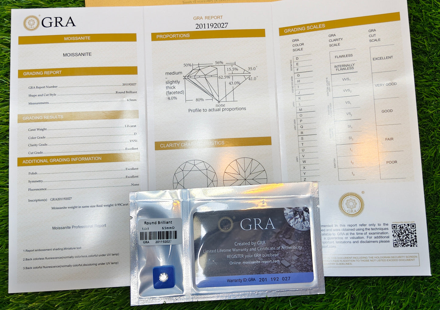 White Moissanite With Gra Lab Certificate