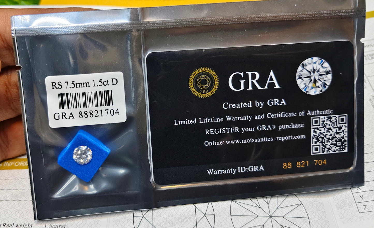 White Moissanite With Gra Lab Certificate