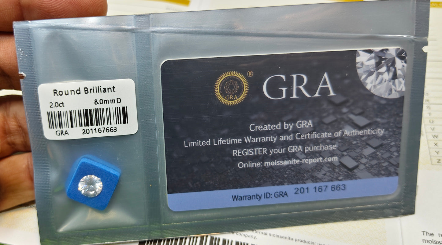 White Moissanite With Gra Lab Certificate
