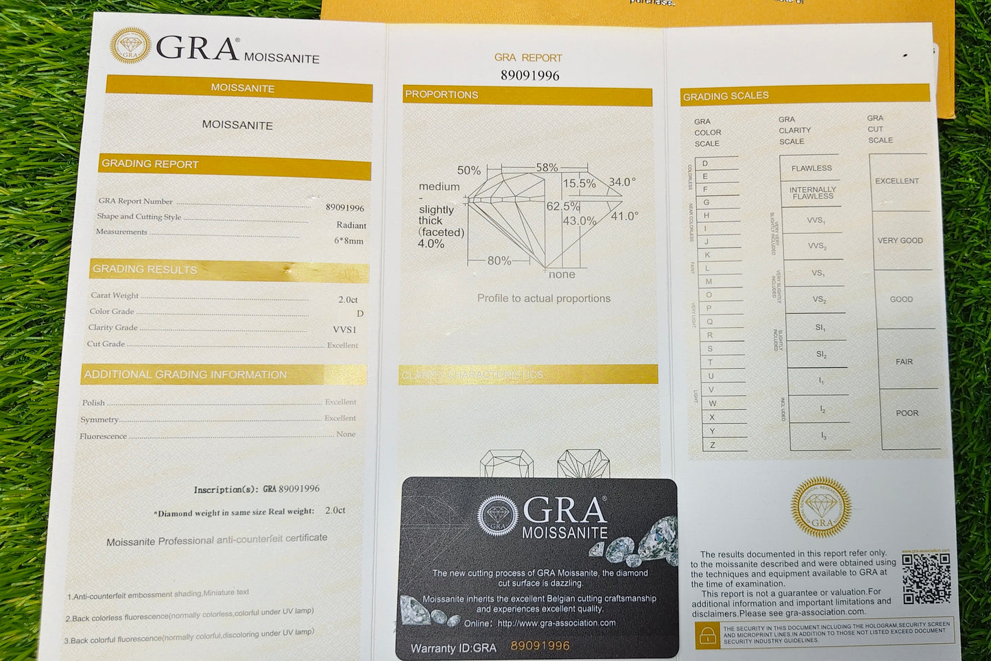 Radiant Cut Moissanite With Gra Lab Certificate