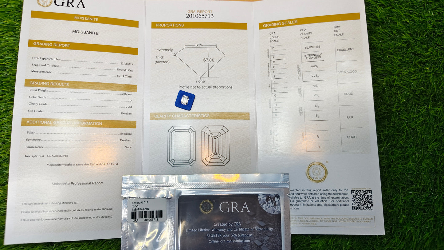 Emerald Cut Moissanite With Gra Lab Certificate