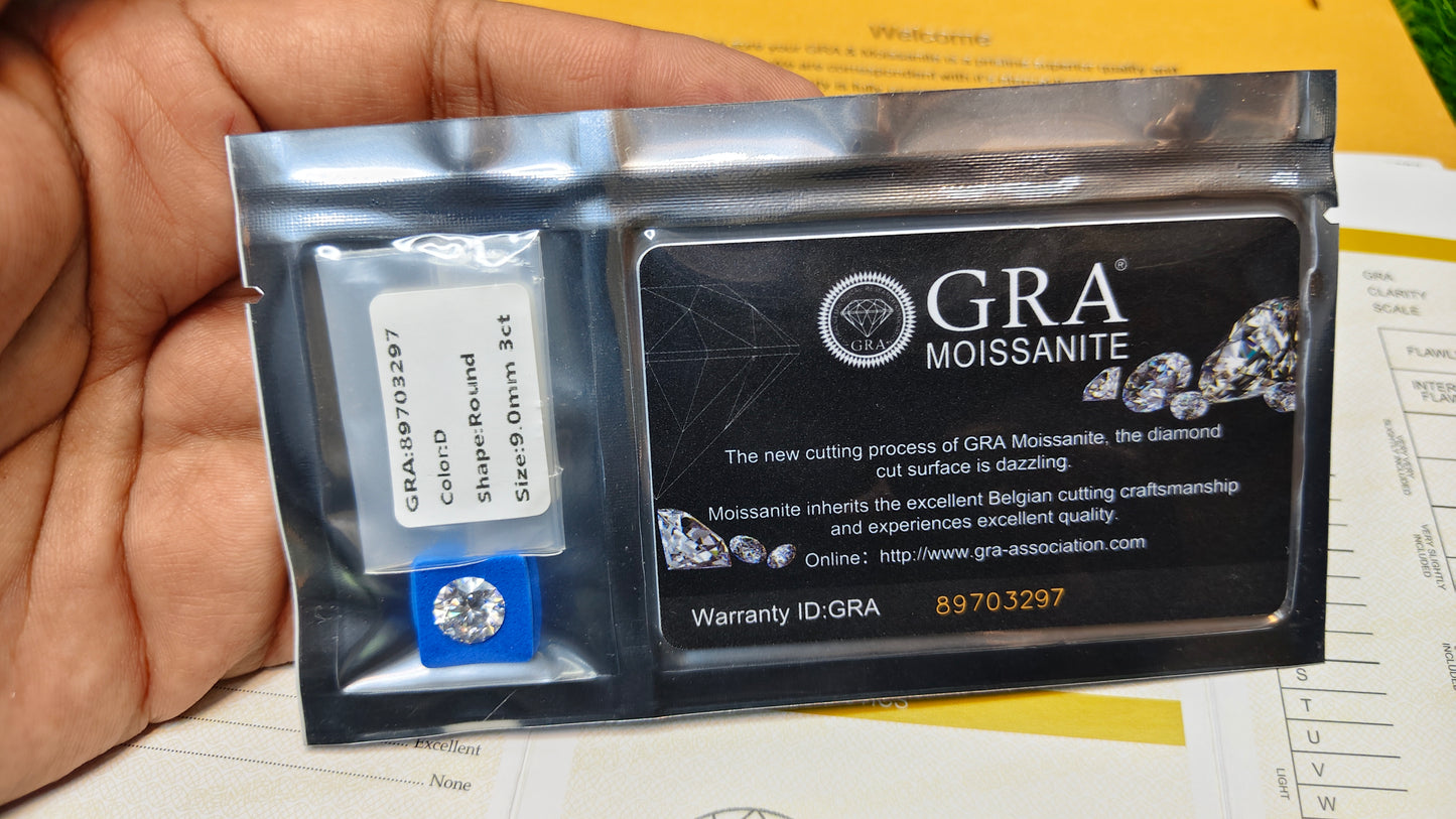 White Moissanite With Gra Lab Certificate