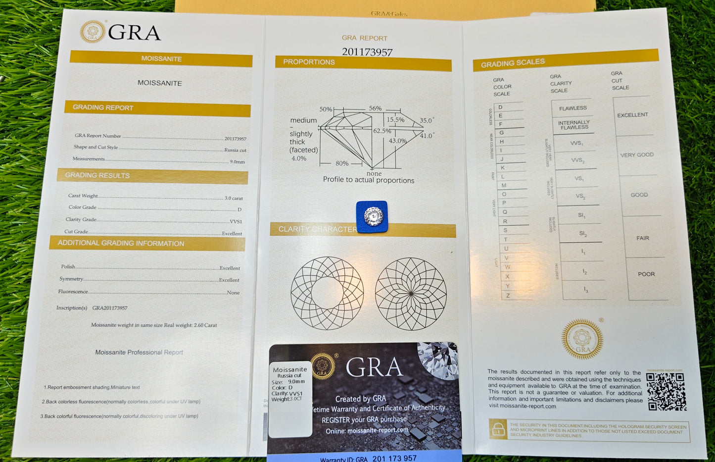 Russain Cut Moissanite With Gra Lab Certificate