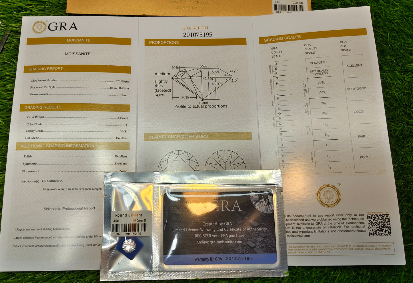 White Moissanite With Gra Lab Certificate