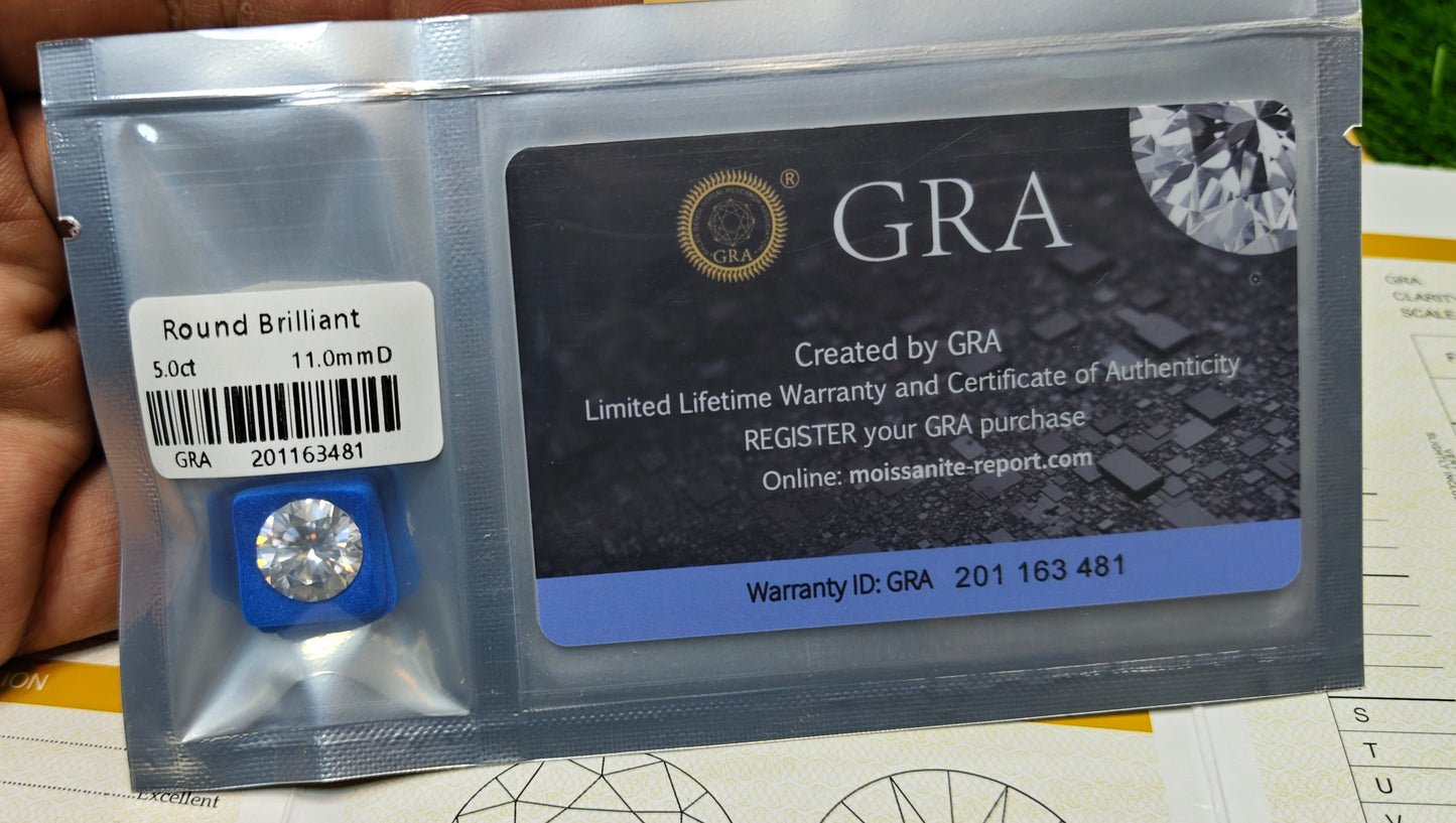 White Moissanite With Gra Lab Certificate