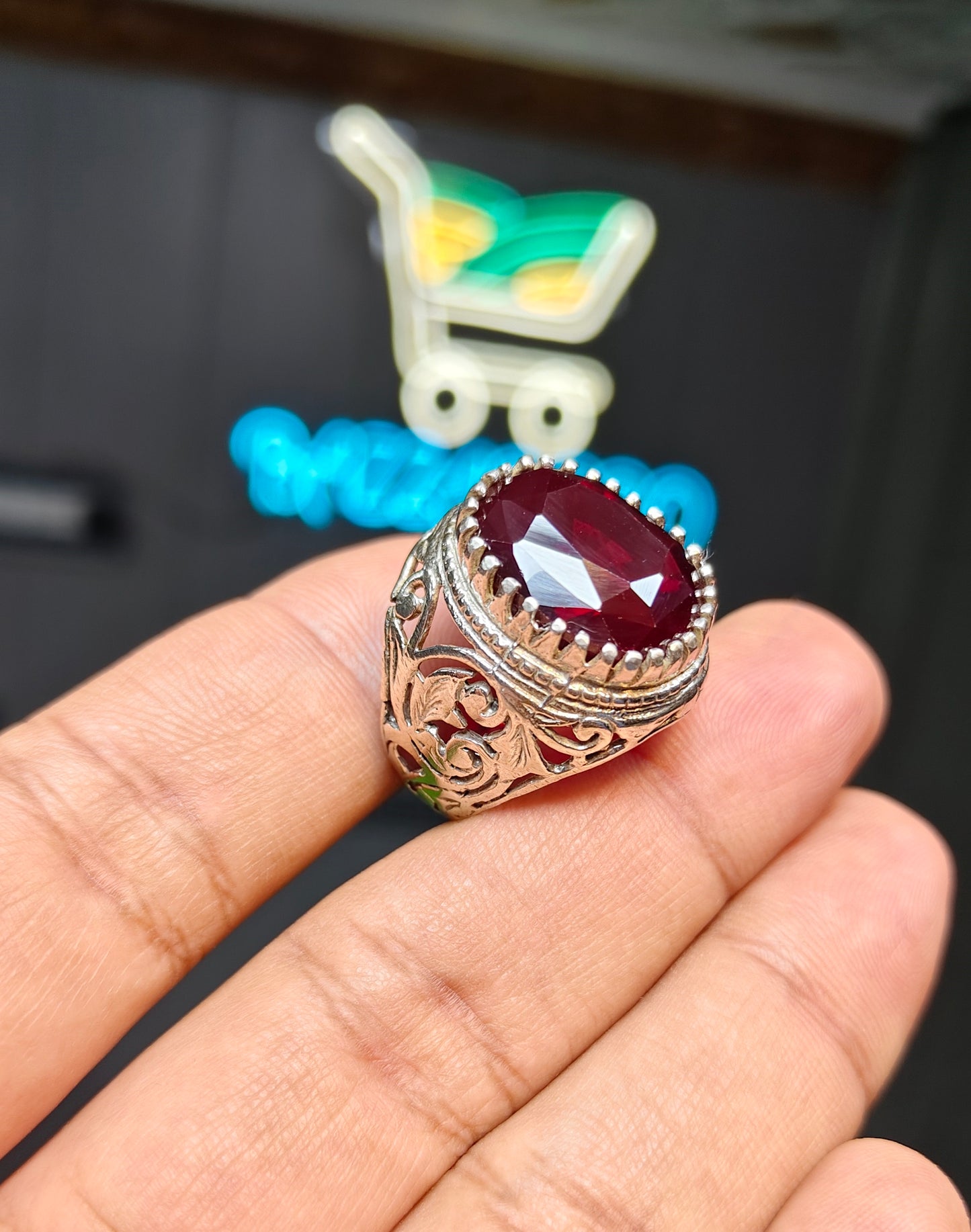Premium Quality Red Anari Yaqoot Ring
