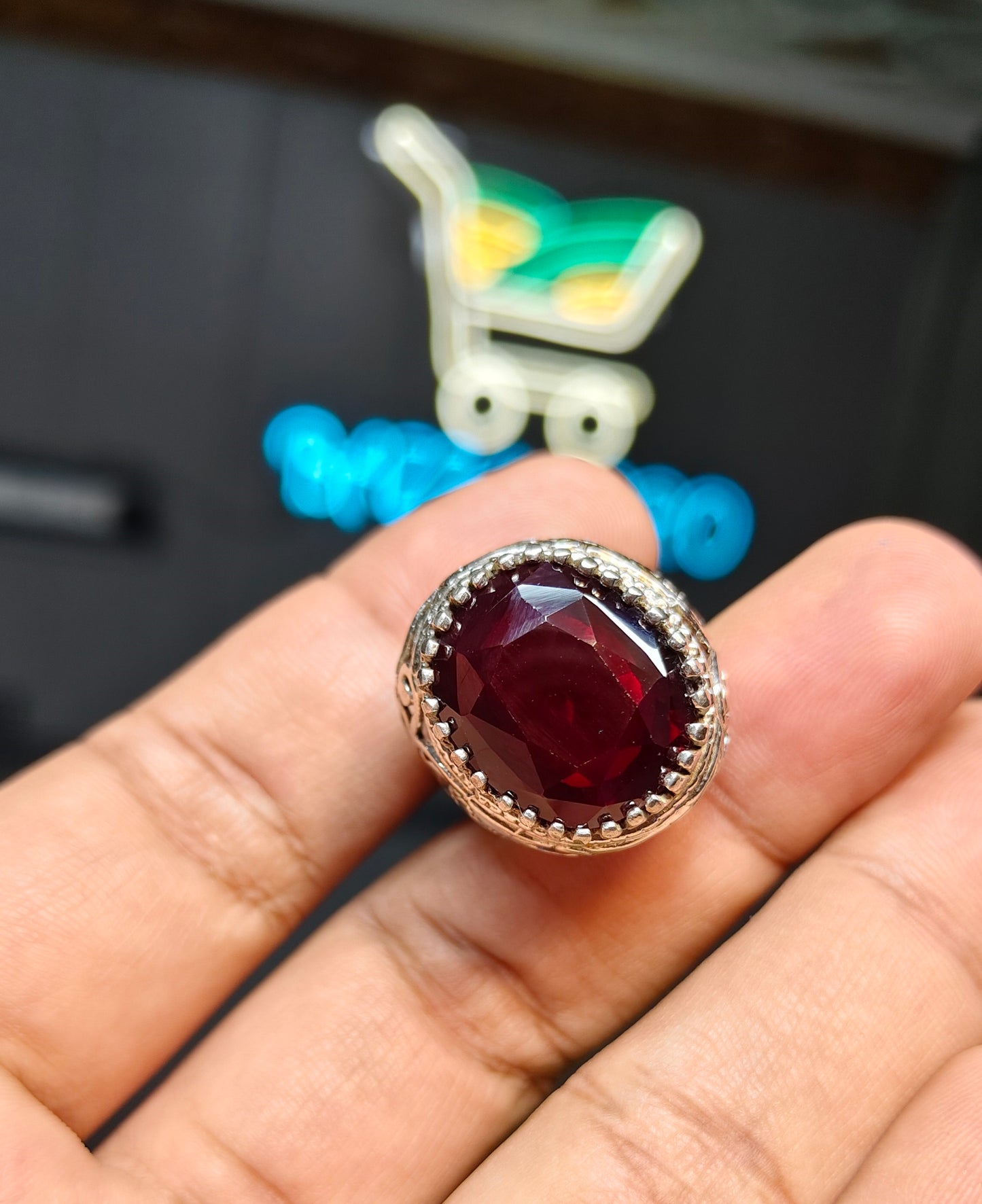 Premium Quality Red Anari Yaqoot Ring