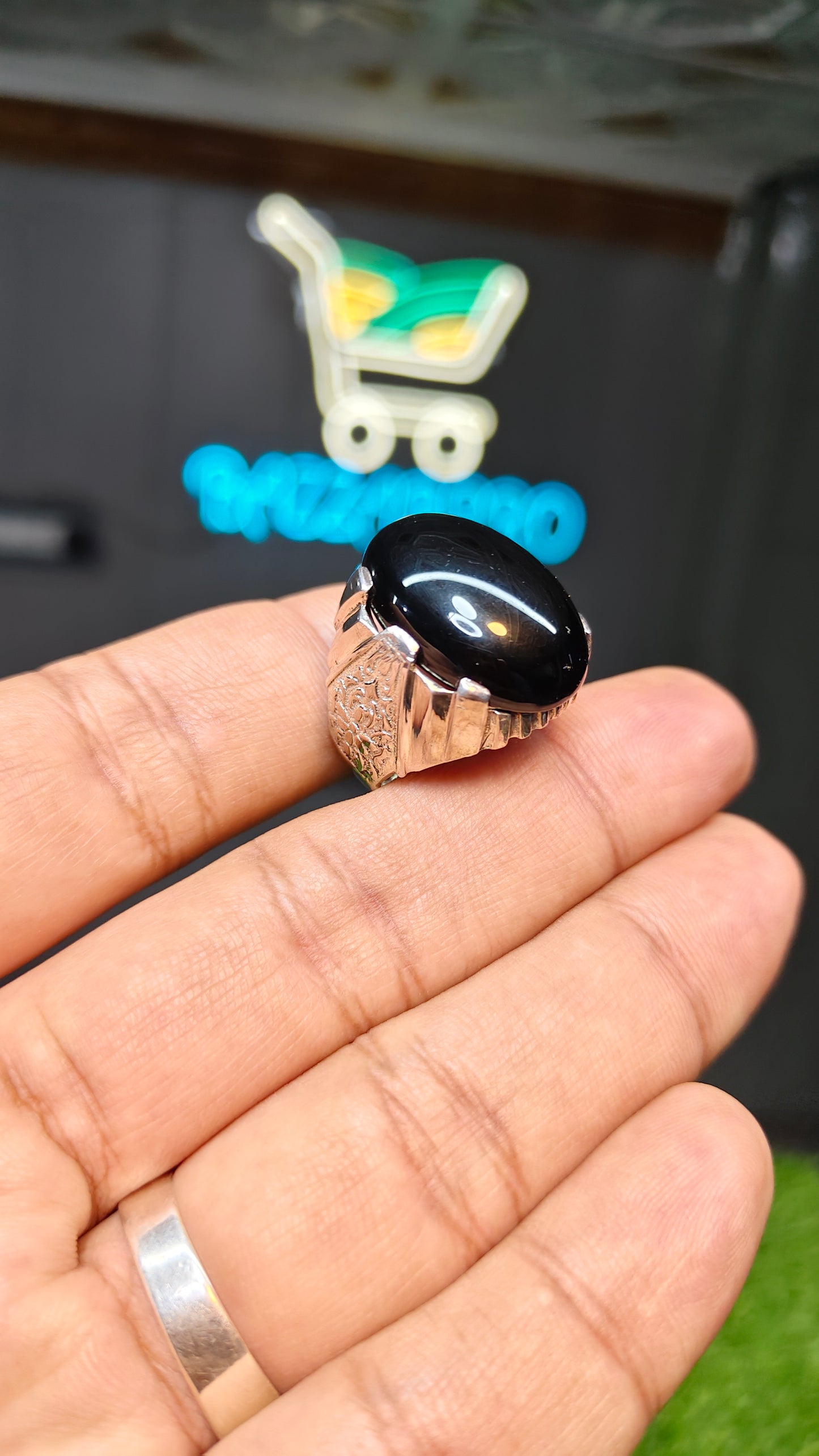 Premium Quality Black Aqeeq Ring