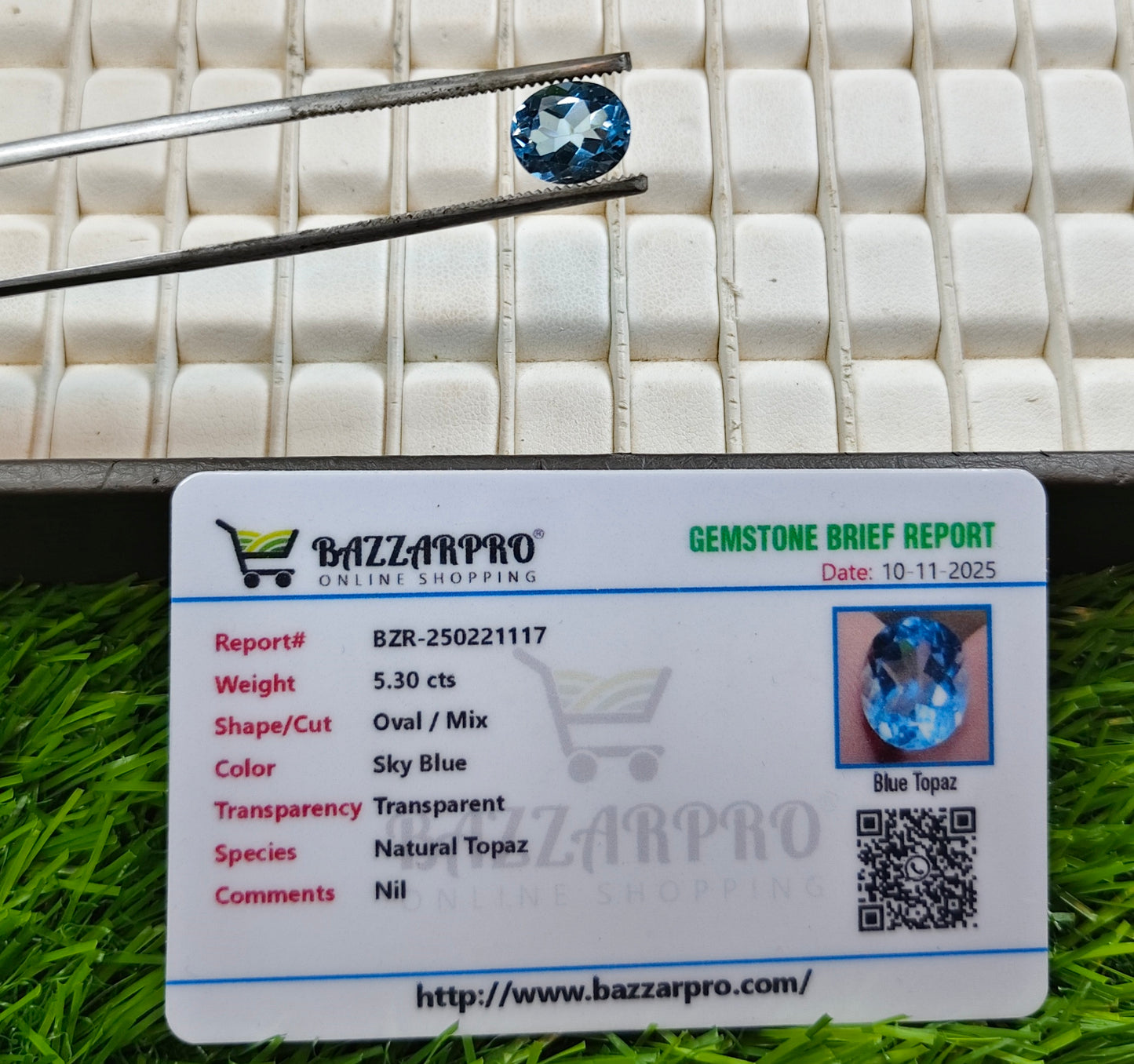 Blue Topaz With Lab Certificate