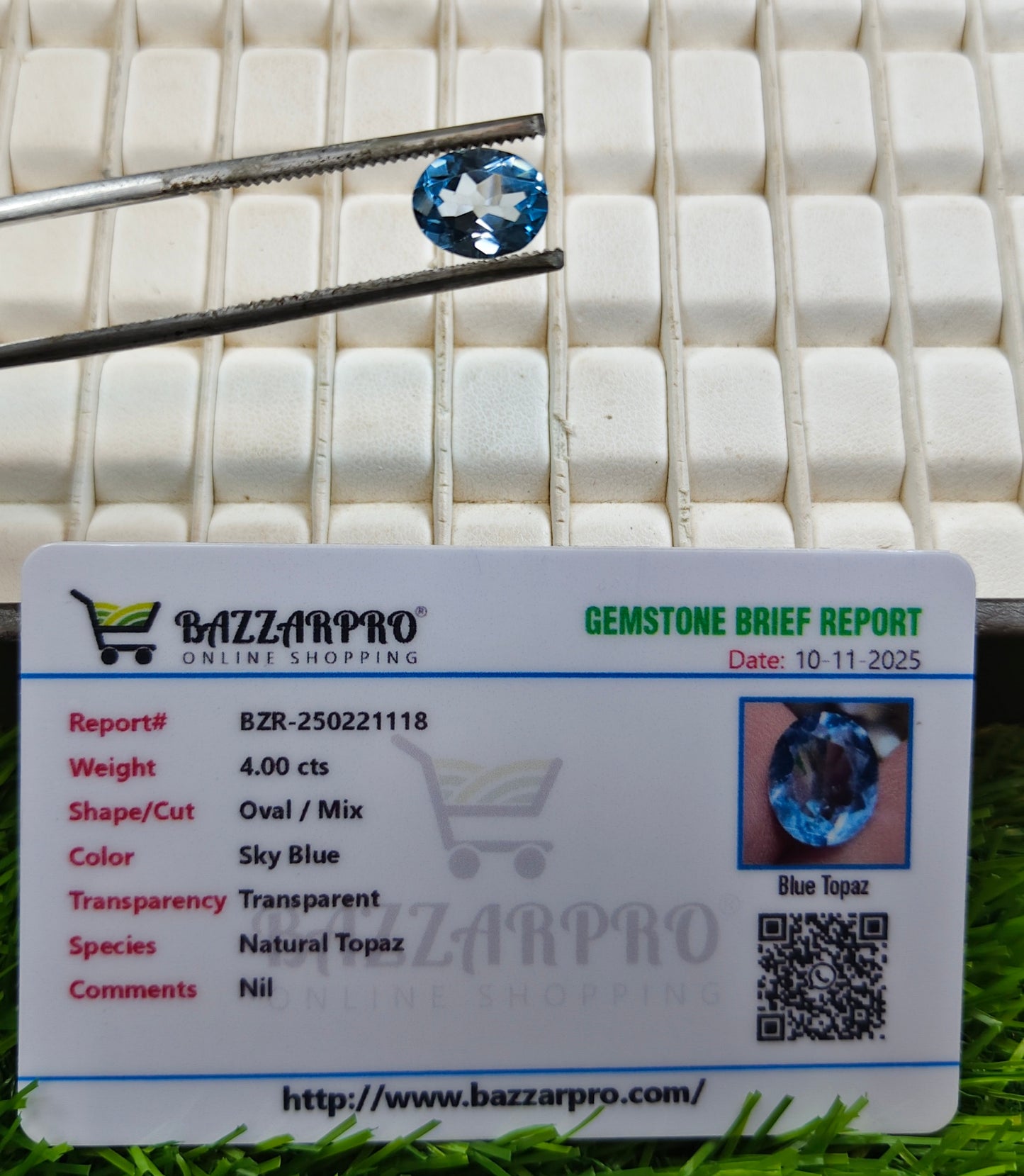 Blue Topaz With Lab Certificate